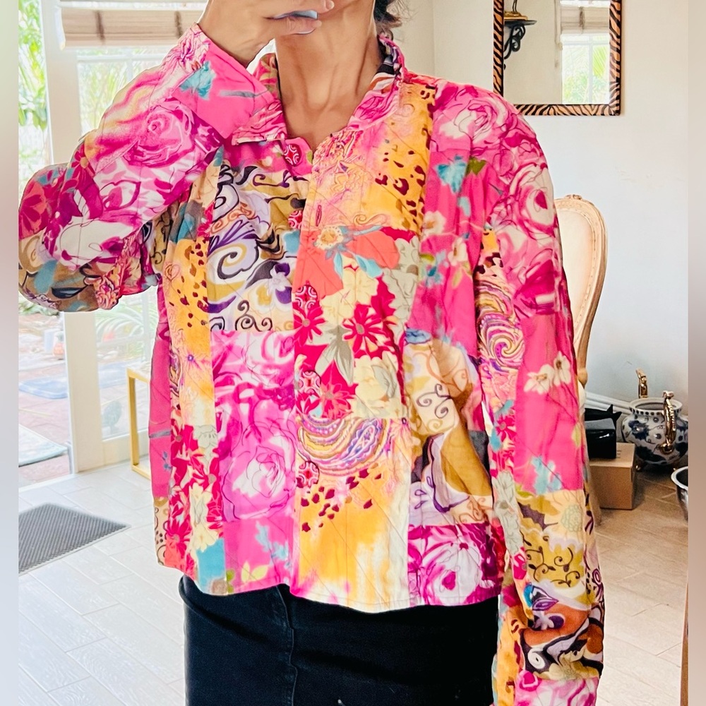 Pink Floral Patchwork Jacket Like New! - image 1